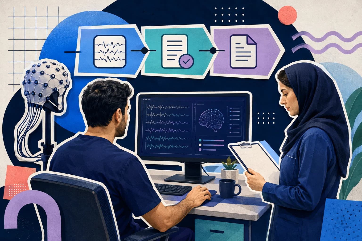 جلسه QEEG در کلینیک: چکلیست ثبت، کنترل کیفیت و گزارش